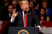 U.S. President Donald Trump announces his Cuba policy on July 16 at the Manuel Artime Theater in Little Havana, a neighborhood of Miami. (CNS photo/Joe Skipper, Reuters)