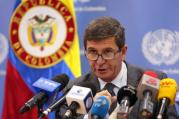 Argentinian Maj. Gen. Javier Antonio Perez Aquino, chief observer of U.N. Mission in Colombia, holds a March 2 news conference in Bogota. (CNS photo/Mauricio Duenas Castaneda, EPA)