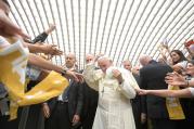 Pope Francis leads an audience with members of the Shalom Catholic Community at the Vatican on Sept. 4. (CNS photo/L'Osservatore Romano)