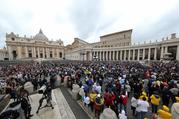A large crowd is seen as Pope Francis leads the Angelus in St. Peter’s Square Oct. 22 at the Vatican.