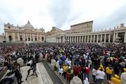 A large crowd is seen as Pope Francis leads the Angelus in St. Peter’s Square Oct. 22 at the Vatican.