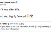 Pope Francis, tweeting about the new saints he recognized Oct. 13, inadvertently used a hashtag connected to the New Orleans Saints football team. But fans appreciated it, as did the team. (CNS photo)