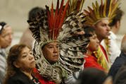 Indigenous people attend Pope Francis' celebration of a Mass marking World Mission Day in St. Peter's Basilica at the Vatican Oct. 20, 2019. (CNS photo/Paul Haring)