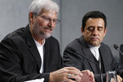 Bishop Evaristo Pascoal Spengler of Marajo, Brazil, speaks during a news conference after a session of the Synod of Bishops for the Amazon at the Vatican Oct. 25, 2019. Also pictured is Bishop Joaquin Pinzon Guiza of PuertoLeguizamo, Colombia. (CNS photo/Paul Haring) 