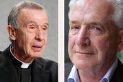 Cardinal Luis Ladaria, prefect of the Congregation for the Doctrine of the Faith, and Father Tony Flannery (CNS photo/Paul Haring/CNS photo/Irish Catholic)