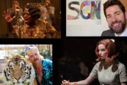 Clockwise: “Ma Rainey’s Black Bottom,” John Krasinski’s “Some Good News,” “The Queen’s Gambit” and “Tiger King” (photos: Netlfix, Youtube)