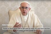 Screenshot of Pope Francis in video about Covid-19 vaccination