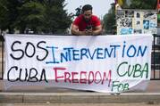 A protest near the White House in Washington in July called for freedom in Cuba and urged U.S. President Joe Biden to do more to pressure the Cuban regime. (CNS photo/Tyler Orsburn)