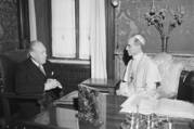 President Truman's envoy to the Vatican, Myron C. Taylor, left, has an audience with Pope Pius XII at Castelgandolfo near Rome, on Aug. 26, 1947. (AP Photo/Luigi Felici, File)