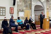 Mayor Tim Keller of Albuquerque, N.M., speaks at an interfaith memorial ceremony at the New Mexico Islamic Center Aug. 9, 2022. The ceremony was held to commemorate four murdered Muslim men came hours after police said they had arrested a prime suspect in the killings. (CNS photo/Andrew Hay, Reuters)