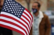 USA flag on man's shoulder