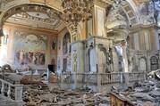 Debris covers the floor of the Transfiguration Cathedral in Odesa