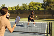 Team playing pickleball