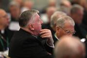 Archbishop Mitchell T. Rozanski of St. Louis attends a Nov. 14, 2023, session of the fall general assembly of the U.S. Conference of Catholic Bishops in Baltimore. (OSV News photo/Bob Roller)