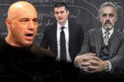 A composite photo of Joe Rogan, Lex Fridman and Jordan Peterson 