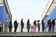 Voters wait to cast ballots at the Michelle and Barack Obama Sports Complex on Election Day, Nov. 5, 2024, in Los Angeles. (AP Photo/Chris Pizzello)