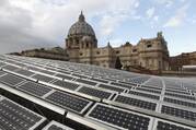 Solar panels on the roof of the Paul VI audience hall at the Vatican in this Dec. 1, 2010, file photo. The installation had been approved by Pope Benedict XVI in 2008. Pope Francis released his landmark environmental encyclical "Laudato Si'" 10 years ago May 24, 2015. (CNS photo/Paul Haring)