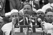 In this Aug. 28, 1963, file photo, Dr. Martin Luther King Jr., head of the Southern Christian Leadership Conference, addresses marchers during his "I Have a Dream" speech at the Lincoln Memorial in Washington. (AP Photo, File)