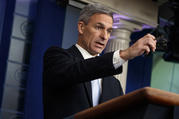 Acting Director of United States Citizenship and Immigration Services Ken Cuccinelli, speaks during a briefing at the White House, Monday, Aug. 12, 2019, in Washington. (AP Photo/Evan Vucci)