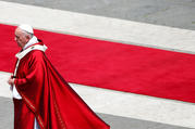 Pope Francis walks as he celebrates the Pentecost Mass in St. Peter's Square at the Vatican June 9, 2019. (CNS photo/Yara Nardi, Reuters)