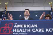 House Speaker Paul Ryan of Wis., accompanied by Rep. Cathy McMorris Rodgers, R-Wash., right, speaks at a news conference following a GOP party conference at the Capitol, Wednesday, March 15, 2017, in Washington. (AP Photo/Andrew Harnik)