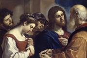“Christ with the Woman Taken in Adultery,” by Guercino, 1621 (Wikimedia Commons)