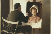 Ivan Kramskoy Painting a Portrait of his Daughter