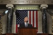 President Donald Trump addresses a joint session of Congress on Capitol Hill in Washington, on Tuesday, Feb. 28, 2017. (Jim Lo Scalzo/Pool Image via AP)