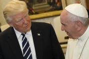 Pope Francis talks with U.S. President Donald Trump during a private audience at the Vatican May 24. (CNS photo/Paul Haring) See POPE-TRUMP-MEET May 24, 2017
