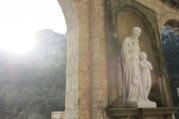 Outside the Benedictine Abbey at Montserrat, in Montserrat, Spain, where St. Ignatius laid down his sword and armor. Photo by Matt Emerson.