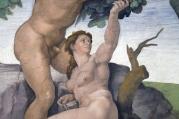 "The Disobedience of Adam and Eve," Michelangelo's fresco on the ceiling of the Sistine Chapel (CNS photo/courtesy of the Vatican Museums)