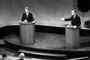 Carter and Ford debate domestic policy at the Walnut Street Theatre in Philadelphia. (WikiCommons photo)