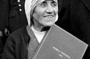 This Dec. 12, 1979, photo shows Mother Teresa in Oslo, Norway, after receiving the Nobel Peace Price (CNS/EPA) .