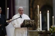 Pope Francis addresses Mexico's bishops in the cathedral in Mexico City, Feb. 13 (CNS photo/Paul Haring). 