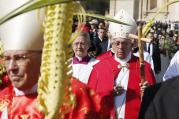 Pope Francis arrives in procession to celebrate Palm Sunday Mass in St. Peter's Square at the Vatican, March 20 (CNS photo/Paul Haring). 