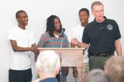 Father David Kelly and friends at Precious Blood Center in Chicago’s Back of the Yards neighborhood