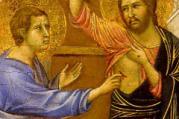 Detail of Doubting Thomas by Duccio di Buoninsenga, 1308