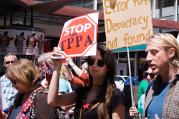 Rally against the Trans-Pacific Partnership in Wellington, New Zealand in November 2014. (Photo courtesy wiki-commons and Neil Ballantyne)