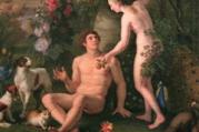 Painting of Adam and Eve by Peter Wenzel displayed in the Pinacoteca at the Vatican Museums. (CNS photo/Nancy Wiechec) 