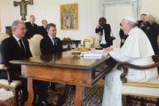 Senator Álvaro Uribe and President Juan Manuel Santos of Colombia meet with Pope Francis at the Vatican (Photo credit: L'Osservatore Romano)