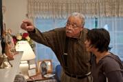 FATHER KNOWS BEST. James Earl Jones and Vanessa Hudgens in "Gimme Shelter."