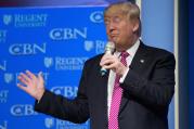 Republican presidential candidate Donald Trump speaks at Regent University in Virginia Beach, Va., on Wednesday. (AP Photo/Steve Helber)