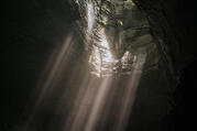 Light shining in a cave