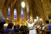Liturgical dancers prepare the congregation for worship at St. Michael's Church in Rochester, N.Y., April 6, 2004.