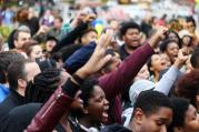 University of Missouri students chant “join the revolution” in Speaker’s Circle on Nov. 5, 2015, during a Concerned Student 1950 demonstration. Religion News Service photo by Hanna Yowell