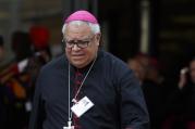 Bishop George V. Murry of Youngstown, Ohio, leaves a session of the Synod of Bishops on the family at the Vatican, Oct. 14 (CNS photo/Paul Haring).