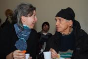 Berrigan and his niece, Frida Berrigan, at the Witness Against Torture event held in NYC's Lower East Side on December 18, 2008. Photo: Thomas Good/NLN