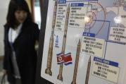 A Japanese tourist views a board showing details of North Korean missiles at an observation post near the demilitarized zone near Seoul, South Korea, in 2009. (CNS photo/Lee Jae-Won, Reuters)