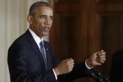 President Barack Obama speak to reporters during a joint news conference with Singapore's Prime Minister Lee Hsien Loong in the East Room of the White House in Washington, Tuesday, Aug. 2 (AP Photo/Manuel Balce Ceneta).