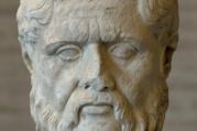 Plato, wondering why Harvard students don't major in the humanities. (Courtesy of Wikimedia.)